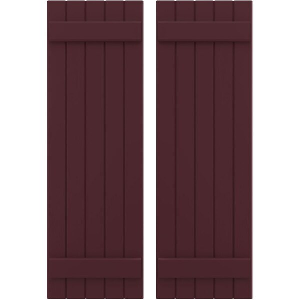 Ekena Millwork Americraft 5-Board, 2 Batten Exterior Real Wood Joined Board-n-Batten Shutters, ARW101BB518X43WRH, PR ARW101BB518X43WRH - main